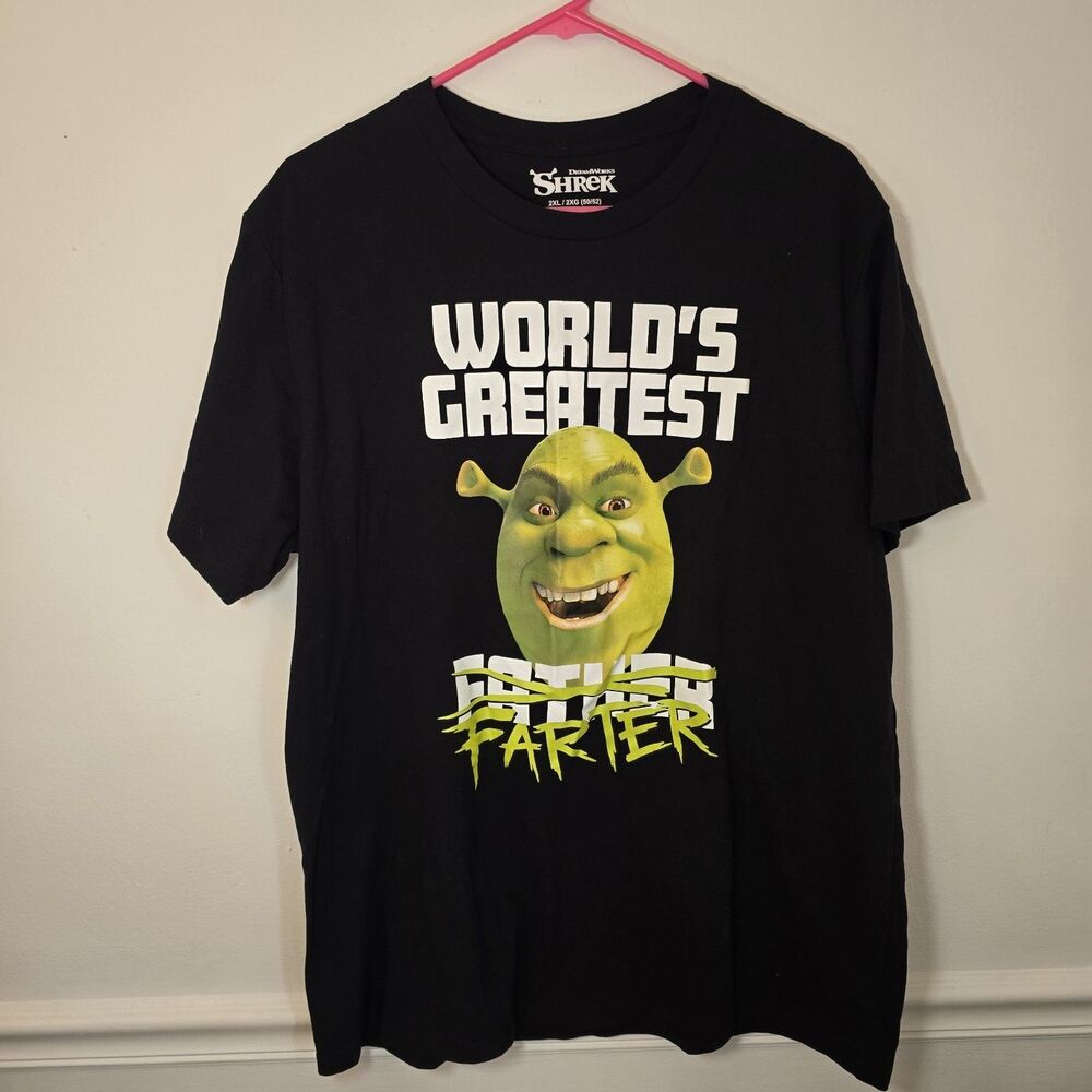 Dreamworks Shrek Men’s Large Father’s Day World’s Greatest Farter Black Tee 2XL